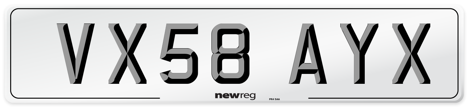 VX58 AYX Number Plate from New Reg